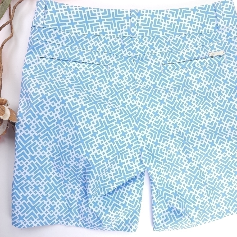 New Adidas Blue White Patterned Golf Shorts Sz 2 - Picture 8 of 10